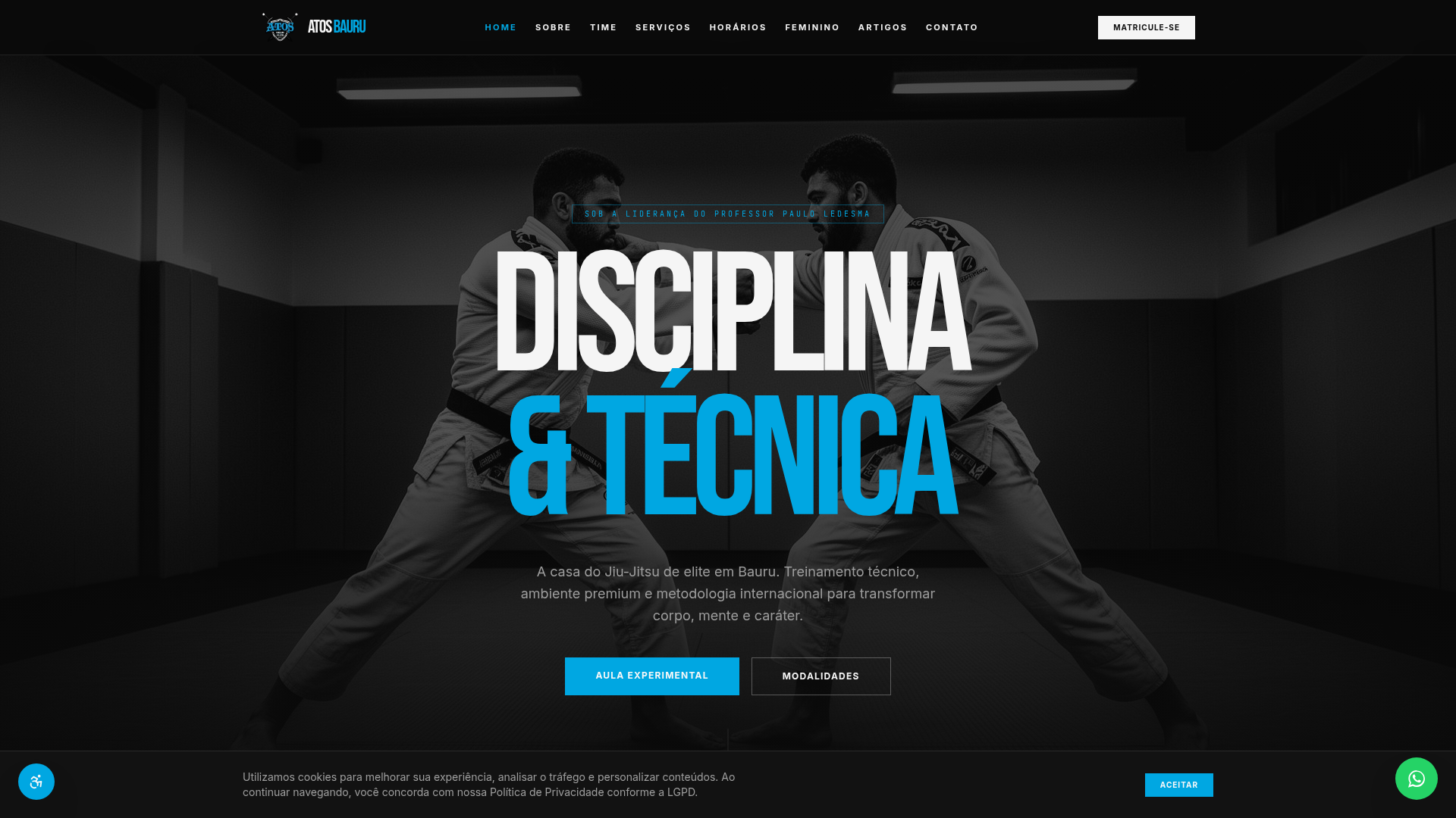 Redesign do site Atos Jiu-Jitsu Bauru — Academia · Esportes