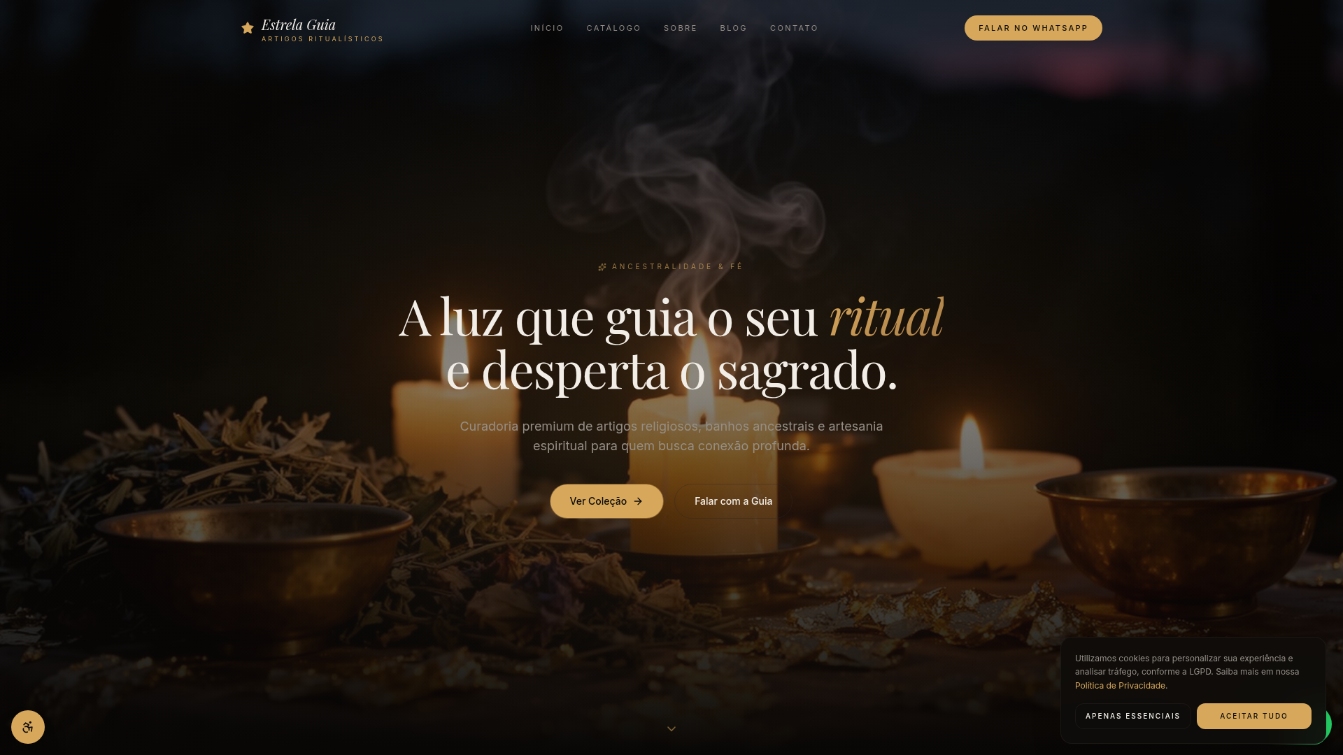 Redesign do site Estrela Guia — E-commerce · Ritualístico